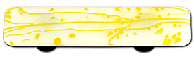 Mardi Gras Yellow with White Rectangle Glass Cabinet Pull - Aluminum Post