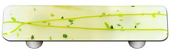 Mardi Gras Spring Green with White Rectangle Glass Cabinet Pull - Aluminum Post
