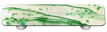 Mardi Gras Green with White Rectangle Glass Cabinet Pull - Black Post