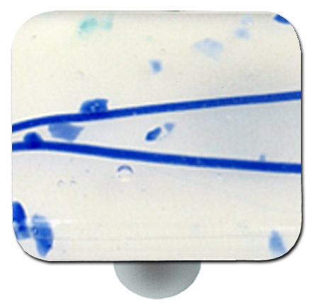 Mardi Gras Blue with White Square Glass Cabinet Knob - Aluminum Post