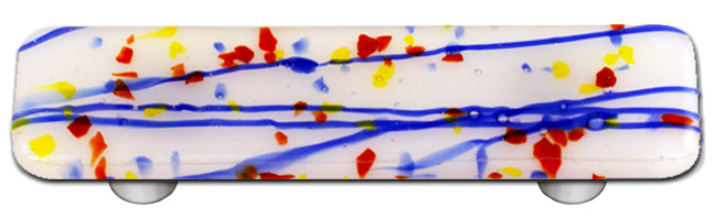 Glass Cabinet Pull - Mardi Gras Multi Colored with White