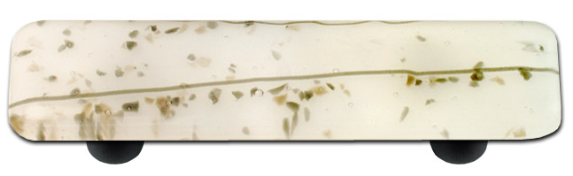 Mardi Gras Vanilla with White Rectangle Glass Cabinet Pull - Black Post