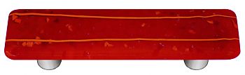 Mardi Gras Orange with Red Rectangle Glass Cabinet Pull - Aluminum Post
