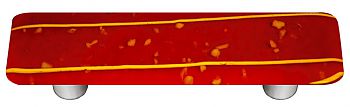 Mardi Gras Yellow with Red Rectangle Glass Cabinet Pull - Aluminum Post