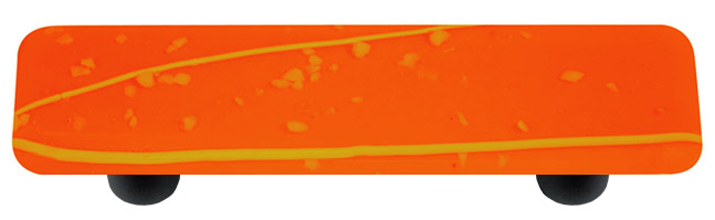 Mardi Gras Yellow with Orange Rectangle Glass Cabinet Pull - Black Post