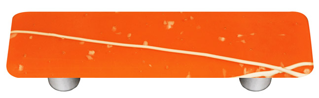 Mardi Gras White with Orange Rectangle Glass Cabinet Pull - Aluminum Post