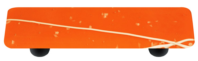 Mardi Gras White with Orange Rectangle Glass Cabinet Pull - Black Post