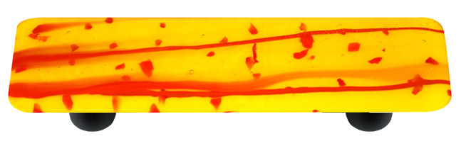 Glass Cabinet Pull - Red MG Sunflower Yellow - 1 x 4 in