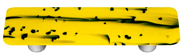 Mardi Gras Black with Sunflower Yellow Rectangle Glass Cabinet Pull - Aluminum Post