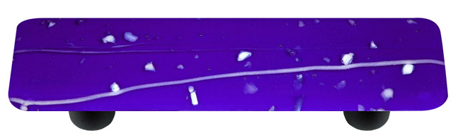 Mardi Gras White with Cobalt Blue Rectangle Glass Cabinet Pull - Black Post
