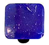 Metallic Fractures Cobalt Blue Square Glass Cabinet Knob - Black Post