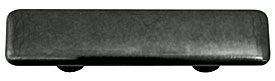 Metallic Silver Rectangle Glass Cabinet Pull - Black Post