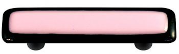 Black Border with Petal Pink Rectangle Glass Cabinet Pull - Black Post