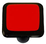 HK5001-KB Black Border with Brick Red Square Glass Cabinet Knob - Black Post