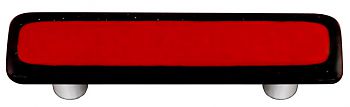 Glass Cabinet Pull - Black Border with Brick Red Rectangle - Aluminum Post