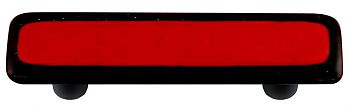 Black Border with Brick Red Rectangle Glass Cabinet Pull - Black Post
