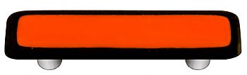 Black Border with Opal Orange Rectangle Glass Cabinet Pull - Aluminum Post