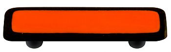 HK5002-PB Black Border with Opal Orange Rectangle Glass Cabinet Pull - Black Post