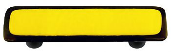Black Border with Sunflower Yellow Rectangle Glass Cabinet Pull - Black Post - Handmade