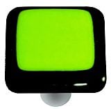 Black Border with Spring Green Square Glass Cabinet Knob - Aluminum Post
