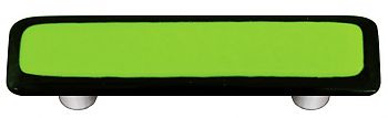 Black Border with Spring Green Rectangle Glass Cabinet Pull - Aluminum Post