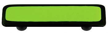 Black Border with Spring Green Rectangle Glass Cabinet Pull - Black Post