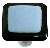 Black Border with Powder Blue Square Glass Cabinet Knob - Aluminum Post