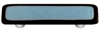 Black Border with Powder Blue Rectangle Glass Cabinet Pull - Aluminum Post