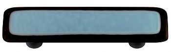 Black Border with Powder Blue Rectangle Glass Cabinet Pull - Black Post