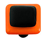 Opal Orange Border with Black Square Glass Cabinet Knob - Aluminum Post