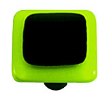 Glass Cabinet Knob - Black Post - Spring Green Border