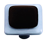 Powder Blue Border with Black Square Glass Cabinet Knob - Aluminum Post