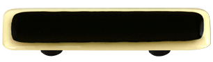French Vanilla Border with Black Rectangle Glass Cabinet Pull - Black Post