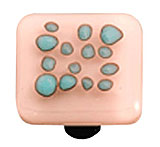 HK6000-KB Reactive Clear Petal Pink Square Glass Cabinet Knob - Black Post