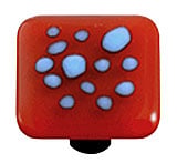 Reactive Clear Brick Red Square Glass Cabinet Knob - Black Post