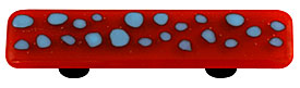 Reactive Clear Brick Red Rectangle Glass Cabinet Pull - Aluminum Post
