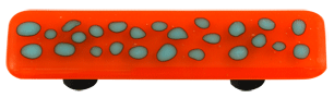 HK6002-PB Reactive Clear Opal Orange Rectangle Glass Cabinet Pull - Black Post