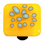 Reactive Clear Sunflower Yellow Square Glass Cabinet Knob - Aluminum Post