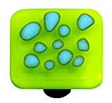 HK6004-KB Reactive Clear Spring Green Square Glass Cabinet Knob - Black Post