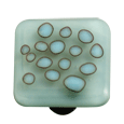 Reactive Clear Powder Blue Square Glass Cabinet Knob - Aluminum Post