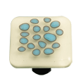 Reactive Clear White Square Glass Cabinet Knob - Black Post
