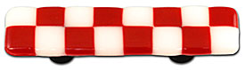 HK7000-PB Brick Red & White Rectangle Glass Cabinet Pull - Black Post