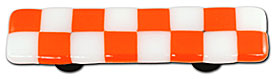 HK7001-PA Opal Orange & White Rectangle Glass Cabinet Pull - Aluminum Post