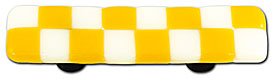 Sunflower Yellow & White Rectangle Glass Cabinet Pull - Aluminum Post