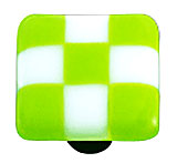 Li'l Squares Glass Cabinet Knob - Spring Green & White