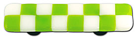 Li'l Squares Spring Green & White Glass Cabinet Pull - Black Post