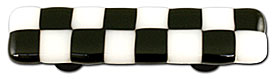 HK7005-PB Black & White Rectangle Glass Cabinet Pull - Black Post