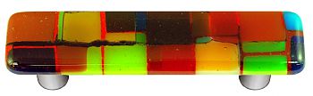 Artist Mosaic Multiple Color Rectangle Glass Cabinet Pull - Aluminum Post