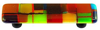 Artist Mosaic Multiple Color Rectangle Glass Cabinet Pull - Black Post