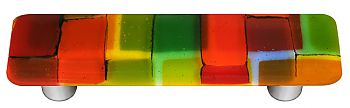 Artist Mosaic Summer Rectangle Glass Cabinet Pull - Aluminum Post